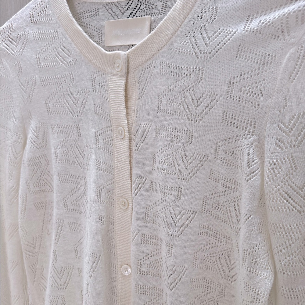 Zadig & Voltaire Monogram Knit Nila Open Front Long Sleeve Cardigan - Picture 9 of 15